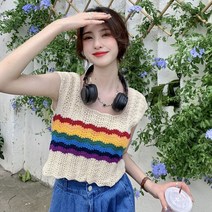 코바늘조끼 여자 니트 크로쉐 펀칭 베스트 여성 할머니