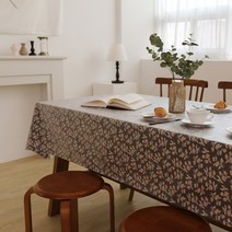 슈가맘 친환경 TPU 면 방수식탁보 테이블보 대폭 2인~6인 길이추가 가능, 4인(145 X 130cm), 비잔틱 브라운