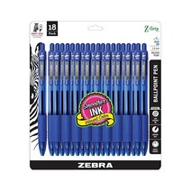 Zebra Pen Z 그립 접이식 볼펜 M 포인트 1.0mm 블랙 잉크 18피스 22218, 18 Count (Pack of 1)_Blue