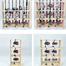 국산 원목 로드거치대 바다 낚시대 보관 진열대 전시 스탠드 민물 로드 릴 거치대, 10 릴전용거치대 2단