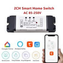 와이파이 스마트 모듈 스위치 220V 85-250V 직비 투야 릴레이 RF 수신기 원격 제어 알렉사 구글 홈 게이트 웨이 허브 작동, [04] 2CH 85-250V