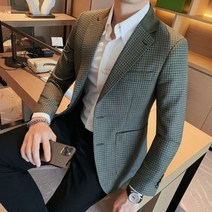 남자 봄 가을 정장 남성 겨울 베스트 조끼 슈트 짙은 녹색 격자 무늬 블레이저 슬림 피트 심플 비즈니스 드레스 코트 신랑 결혼식 소셜 턱시도 재킷 옴므