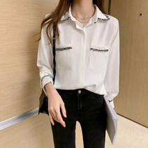 넷투넷코리아 여성 카라넥 심플 캐주얼 기본 블라우스 무지 셔츠