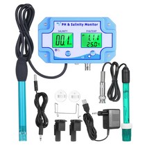ph측정기 수질 모니터 24 시간 온라인 PH 염분 온도 측정기 LCD 디스플레이 수족관 물고기 탱크에 대한 디지털 pH 소금 값, 02 EU Plug