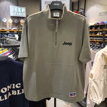 지프 JEEP 반넥 집업 스웻 반팔 티셔츠 JN8TSU880