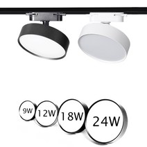 led cob 9w 12w 18w 24wtrack 조명 알루미늄 천장 레일 트랙 레일 스포트 라이트에 조명 반점 할로겐 램프 ac220v 교체, 세 가지 밝은 색상, 흰색 9w 7x3cm