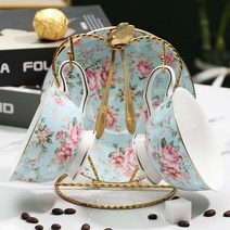 Royal Queen 골드림 엣지 본차이나 커피잔 세트 집들이선물 생일 선물, 일반포장, 2인조 세트, 푸른