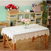 사각 식탁보 테이블보 레이스 손뜨개 인테리어, 화이트_130x* 190cm