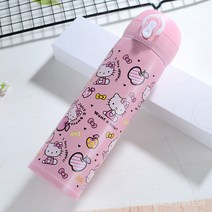 304 스테인레스 스틸 보온병 컵 간단한 수신 거부 물 컵 크리 에이 티브 어린이 만화 보온병 컵 광고 컵 선물 로고 보냉텀블러, 350ml, 전체 사진 핑크 Kt 고양이