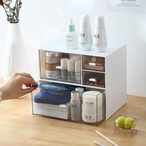 똑소녀 수납정리함 투명 미니서랍 다용도 데스크 무한수납정리함, 03.키높이수납함 아이보리, 3칸
