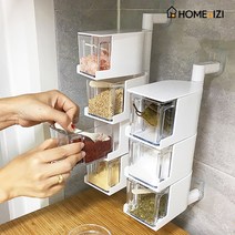 홈앤이지 깔끄미 멀티 회전 수납함 4단 2개 주방 수납 소금 양념 쌀 보관 플라스틱 통, 깔끄미 4단 2개