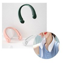 휴대용 여름 목선풍기 그린 핑크 화이트 실리콘 넥밴드 선풍기 3단조절 자유로운 양손 시원한 바람 3단계 풍속조절 USB 충전식 간편한 휴대성 가벼운 무게감