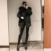 COSYEVNO 여성 도톰 숏 패딩 여성 덕다운 후드 점퍼