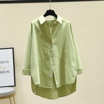 탑코트 전문점 궤짝을 치우다 순 면와이셔츠 여성 긴 소매 레저셔츠 3493261151