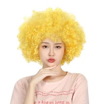 점보 옐로우 뽀글이가발-파티 코믹 노란색가발, 상세페이지 참조