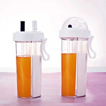반반 물병 2가지음료 더블 병 컵 휴대용 물통 패트, 핑크 420ml