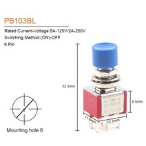 자동 절체기 전원 스위치 캠핑카 시스템 듀얼 카라반 1/5PCS 6mm 3/6Pin 2 위치 미니 순간 자동 복, 09 PB103BL 6 Pin_02 5 PCS