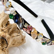 pkpj 슬림 오로라 화이트 컬러풀 큐빅 헤어밴드 머리띠