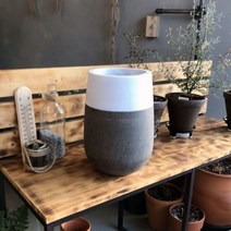 모던 테라스톤 화분 타원형 20x34cm 화이트-투톤 [SN:743AD4#711]