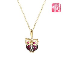 에버링 14K 금 목걸이 수리 부엉이 루비블랙_NQKG4625 Gold Necklace Gift