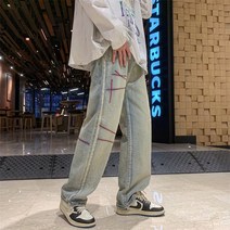 주니어청바지 고가 남자 봄 트렌드 VIBE 아메카지스타일 클래식 건달카리스마 와이드 루즈핏 일자통바지 4993868762