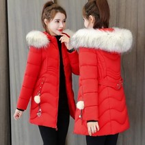 【DF】 겨울 두꺼운 넓은 레이디 다운 자켓 여성 중반 중년 엄마 서양식 따뜻한 대형 모피 칼라 코트