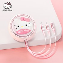 산리오 3in1 충전 케이블 릴타입 귀여운 멀티 USB 케이블 헬로키티 시나모롤, C, 1mcm