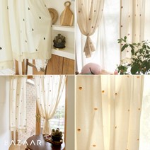 [바자르] 자수가 콕! 100% 순면 가리개 커튼 4종