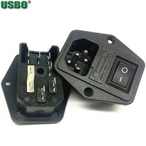 스마트싱스 스마트플러그 검정색 CE 구리 10A 250V IEC320 C13 C14 나사 패널 콘센트 퓨즈 튜브 포함 AC 전원 소켓 3 핀 on off 스위치, [03] 10pcs one bag, [01] Black