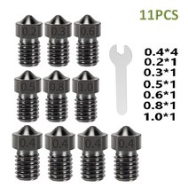 RAMPS MK8 압출기 노즐 세트 Makerbot Creality CR10 Ender 3 3D 프린터 부품 용 0.2/0.3/0.5/0.6/0.8/1.0mm 핫 엔드 프린트 헤드, 07 11pcE3dHardSteel