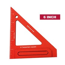 스피드스퀘어 목공용각도기 목공용직각자 직각자각도자 스피드스케어 목공용삼각자 목공공구 목수 알루미늄 합금 사각형 45도 및 90도 삼각 수준기 광좌 표선 측정 도구, 6인치