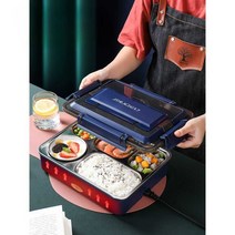 스텐 런치박스 도시락 식판 소풍 밀폐 회사원 배달, 도시락4칸+국그릇+보온가방