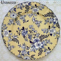 UNBAISER-존슨브라더스 접시 빈티지 플레이트 디저트 그릇 영국, 노랑 22cm