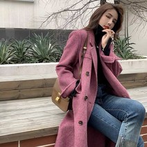 23 유럽풍 양면 캐시미어 코트 여 정장 넥 뽕나무 실크 고급스러운 울 코트 루즈핏 날씬해 보인다69212