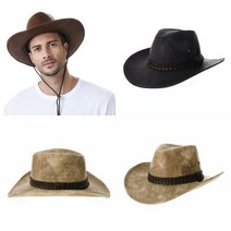 위센티브 인조가죽 카우보이 모자 카우보이모자 챙넓은모자 남자중절모