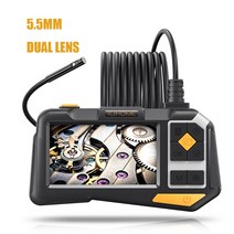고성능 듀얼 렌즈 카메라 내시경 45 인치 IPS 스크린 HD1080P 85 53 9MM 소형 산업용 보스코프 9 LED IP68 방수 경질 케이블 P80, 05 5.5MM Dual Lens_01 2m