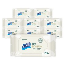스카트 친환경 천연펄프 에코 종이 물티슈 리필형 70매 9팩, 단품