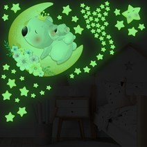 야광스티커 방꾸미기 인테리어 원룸꾸미기 데코 창문 벽 야광별 구름 무지개 행성 스티커, 7 엄마랑아기코알라