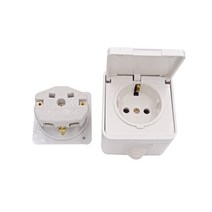 디자인 멀티탭 유럽 ​​표준 전원 콘센트 ip44 방수 및 밝은 옥외 커버 벽 소켓 16a 250v 벽 장착형 전기 콘센트, 유럽 ​​연합