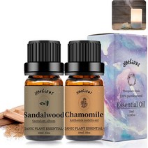 일본직발송 6. YETHIOUS 100% 순수 유기농 카모마일 샌들 우드 에센셜 오일 세트 2 팩 아로마 테라피 선물, 샌달우드 AMP; 카모마일, One Color