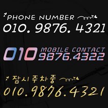소형 자동차 차량용 오토바이 자전거 주차 전화번호 알림 스티커, 은색, 굵은고딕