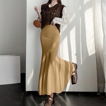 다이뻐 리틀깽스 슬림 에스라인 백화점퀄리티 가을겨울 부드러운 비스코스 우아한 하객패션 여성스러운 라인이 살아있는 프릴 머메이드 니트 롱스커트