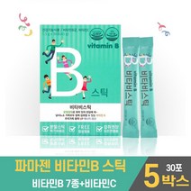 온가족 비타민B 군 분말 가루 스틱 비타민 비 삐 VITAMIN 비타아민 B1 B2 B6 B12 엽산 나이아신 새콤한 레몬향 간편 스틱형 중고생 임산부 주부 남자 여자 성인, 5개, 30포