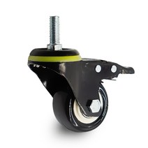 2.5인치 경량 소형 바퀴 볼트 회전 브레이크형 미니 캐스터 가구용 바퀴, 소형 우레탄(흑색)2.5인치 볼트브레이크형
