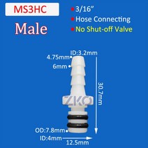 호스커플러 커넥터316 14 퀵 커플 링 수 인서트 바디 패널 마운트 호스 바브 Shut 오프 밸브 디스 커넥트, 01 MS3HC