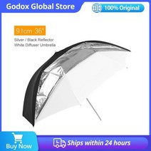 Godox-스튜디오 플래시 스트로브 조명용 이중 레이어 91cm 36 인치 반사 및 반투명 블랙 화이트 우산