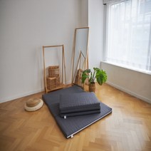 라인디자인 마약매트리스 3단 접이식 6cm 자취 원룸 바닥 수면매트 접는 침대 단단한 매트릭스 토퍼, 3단 접이식 높이 6cm, 다크그레이