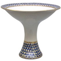 Lomonosov Porcelain Fruit Vase Youth Cobalt Net Diameter 11.3”, 1