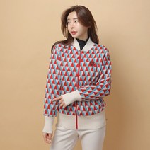 제이투제이 세련된 여성 겨울골프 집업가디건 배색패턴 PG 니트자켓
