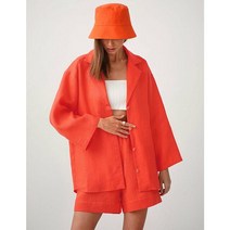 여성반바지세트 코티세트 2023 코튼 린넨 반바지 세트 여성 여름 탑 블루 2 피스 캐주얼 정장 버튼 셔츠